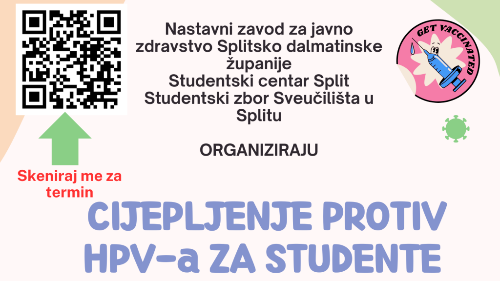 Obavijest o cijepljenju protiv HPV-a za studente Sveučilišta u Splitu